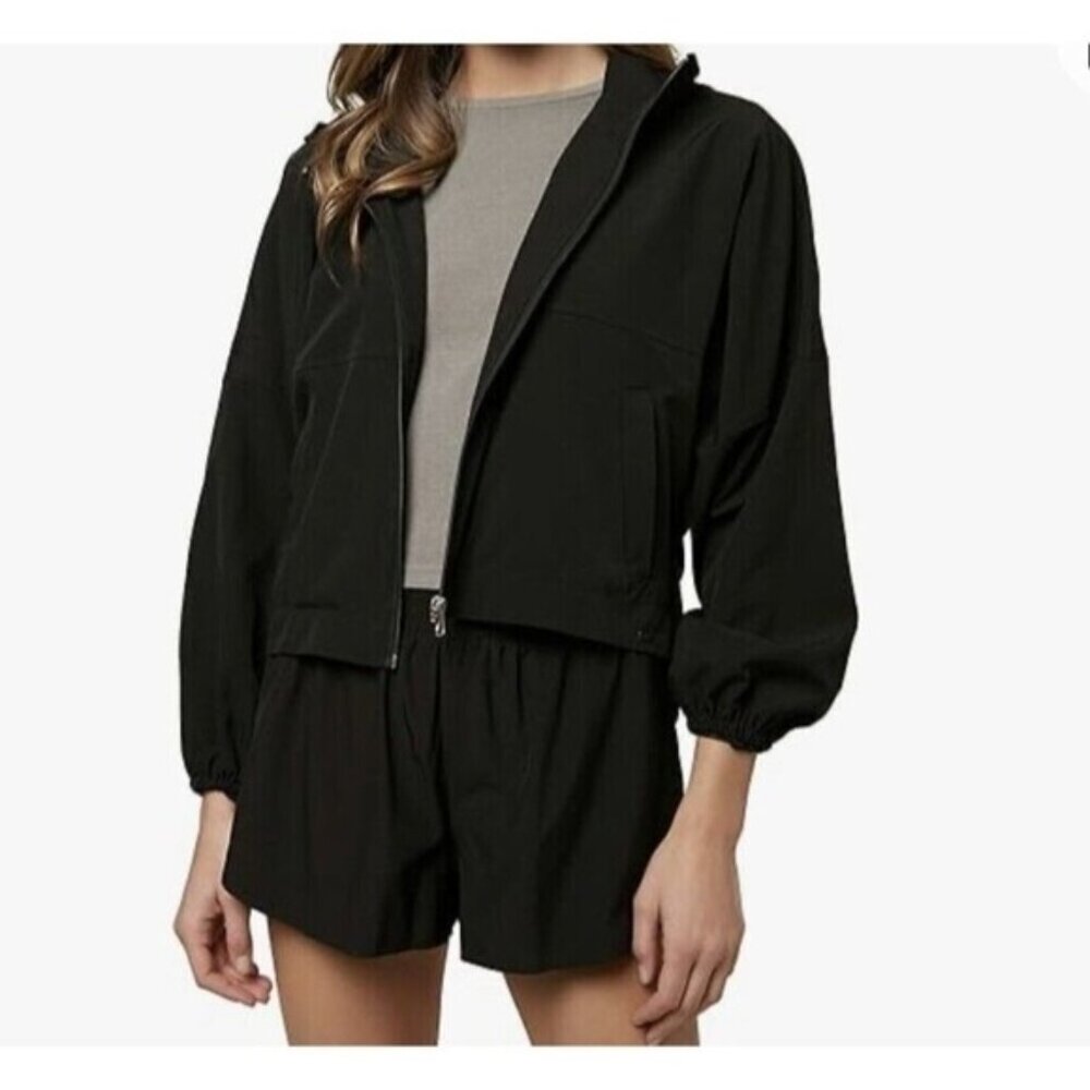 O’NEILL woman Lexington jacket Large Black Water Resistant Packable Fabric New